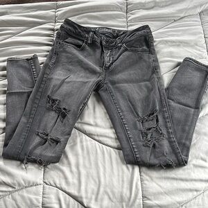 Distressed Black AE Women's Jeans
